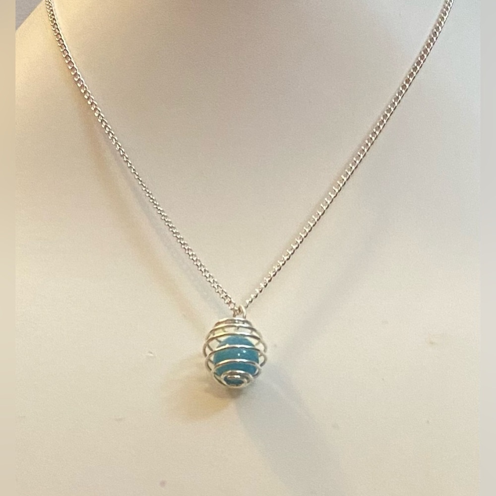 NEW Aquamarine in a Cage necklace